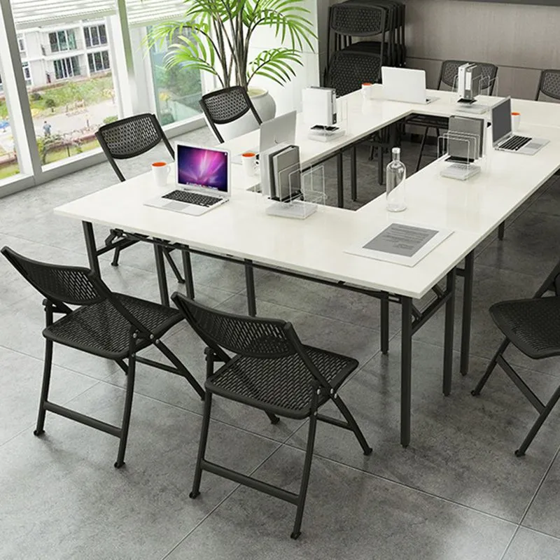 Chaise de conférence pliante sans bras, cadre en fer, dossier et siège en plastique Clearhalo