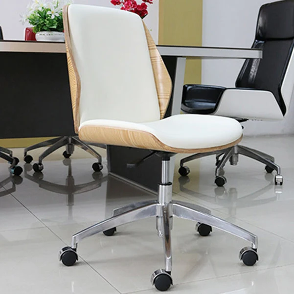 Chaise de conférence sans accoudoirs avec cadre chromé, chaise de bureau moderne en cuir Clearhalo