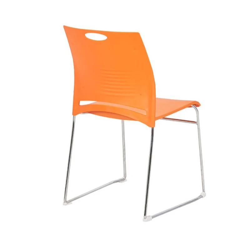 Chaise de conférence sans bras à dossier bas, chaise ergonomique à cadre en acier argenté Clearhalo