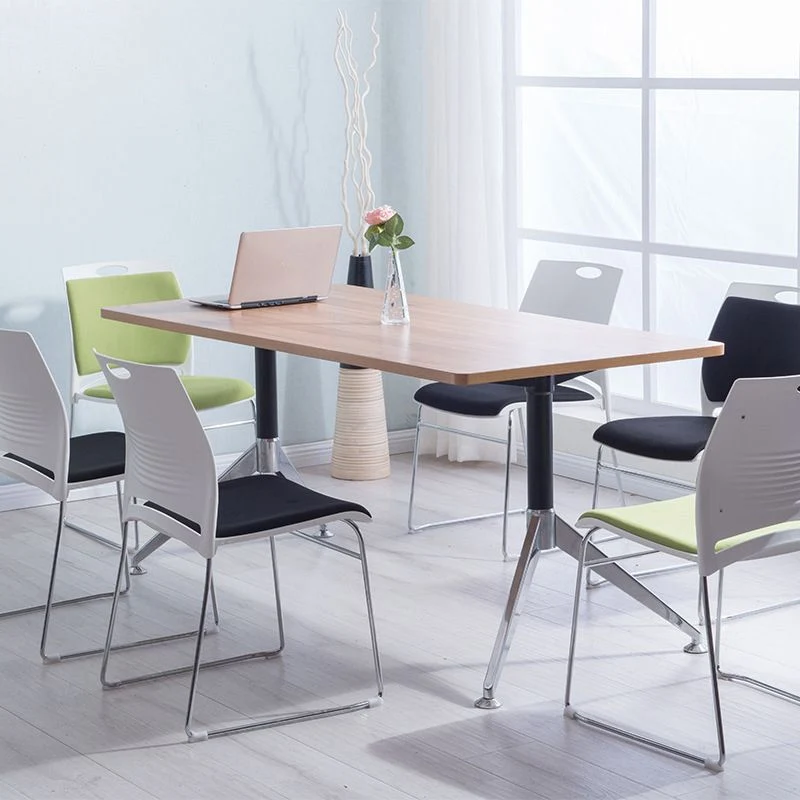 Chaise de conférence sans bras à dossier bas, chaise ergonomique à cadre en acier argenté Clearhalo