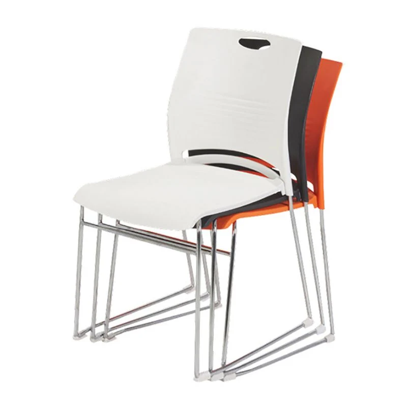 Chaise de conférence sans bras à dossier bas, chaise ergonomique à cadre en acier argenté Clearhalo