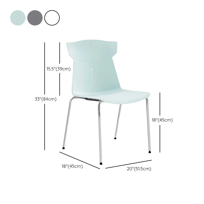 Chaise de conférence sans bras en plastique contemporaine sans roues, chaise de bureau Clearhalo