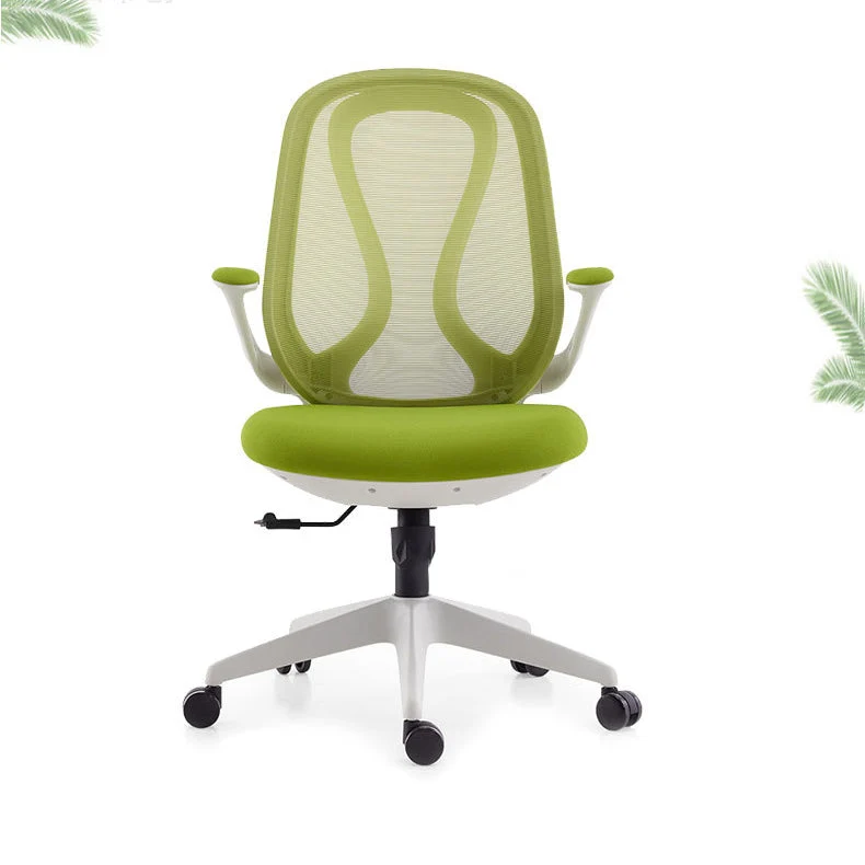Chaise contemporaine à dossier moyen avec roulettes en orange/noir/vert Clearhalo