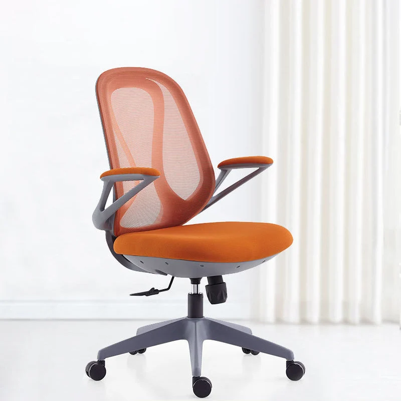 Chaise contemporaine à dossier moyen avec roulettes en orange/noir/vert Clearhalo