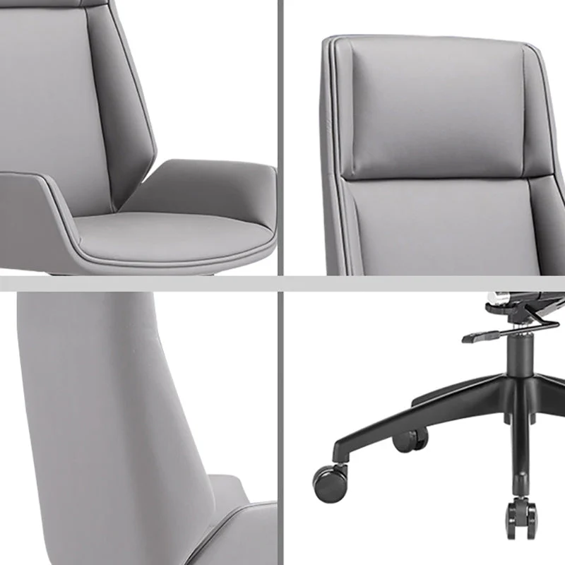 Chaise contemporaine, hauteur de siège réglable, oreiller inclus, chaise de bureau grise Clearhalo