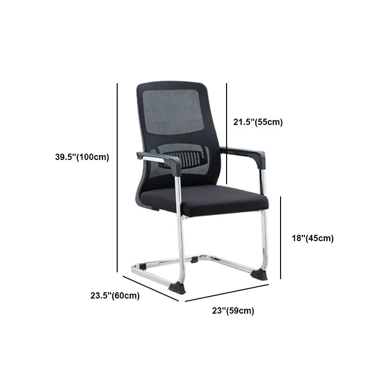 Chaise contemporaine de 23 po de large, chaise de bureau rembourrée AirGrid respirante noire Clearhalo