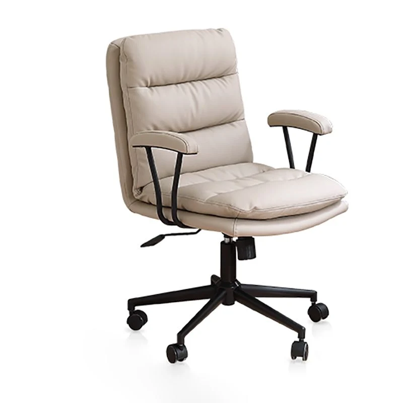 Chaise en cuir moderne, accoudoirs rembourrés, hauteur de siège réglable, chaise de bureau avec roulettes Clearhalo