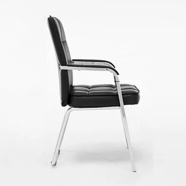 Chaise en cuir moderne à bras fixes, sans roues, chaise de bureau à dossier moyen Clearhalo