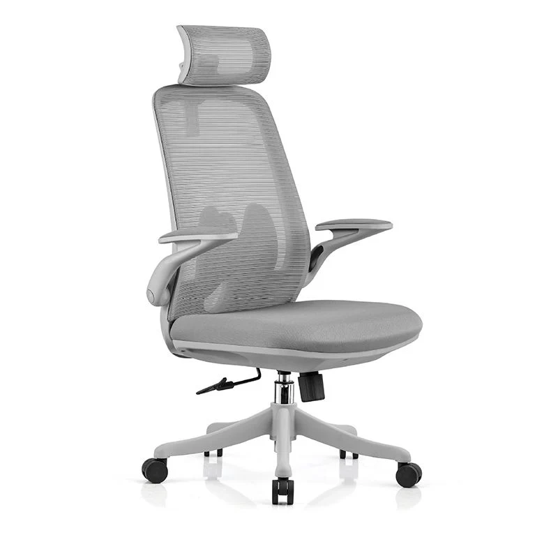 Chaise d'accoudoir rabattable en microfibre, chaise de bureau à dossier haut, grille d'air respirante, soutien lombaire Cl...