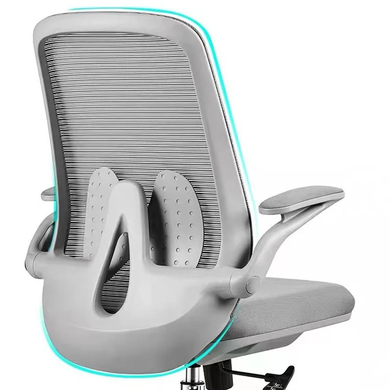 Chaise d'accoudoir rabattable en microfibre, chaise de bureau à dossier haut, grille d'air respirante, soutien lombaire Cl...