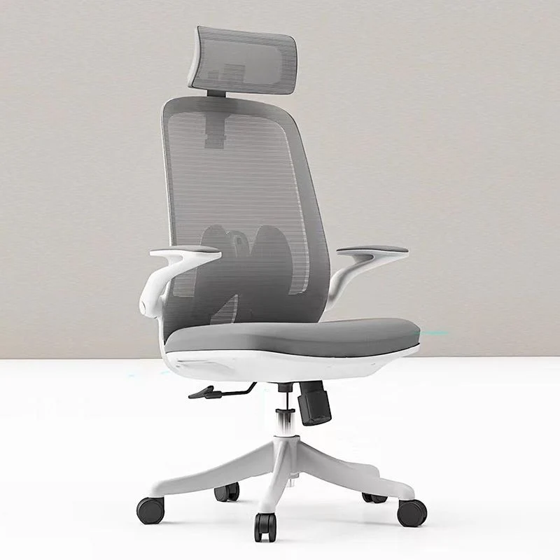 Chaise d'accoudoir rabattable en microfibre, chaise de bureau à dossier haut, grille d'air respirante, soutien lombaire Cl...