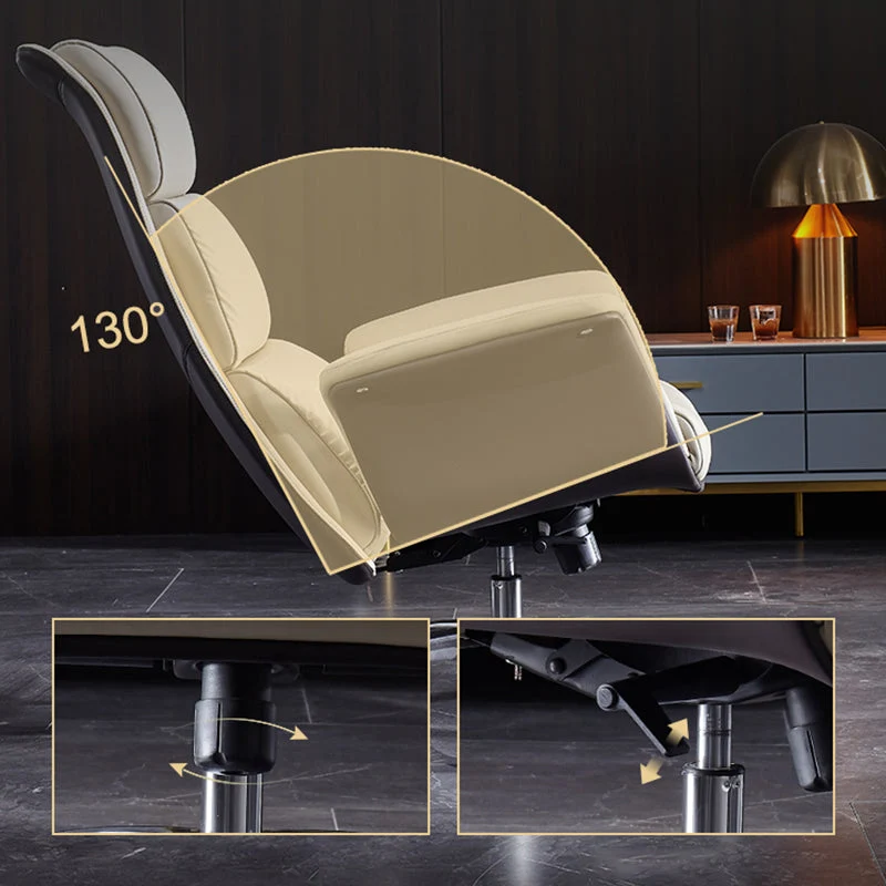 Chaise de direction blanche moderne, siège réglable en hauteur, pour bureau Clearhalo