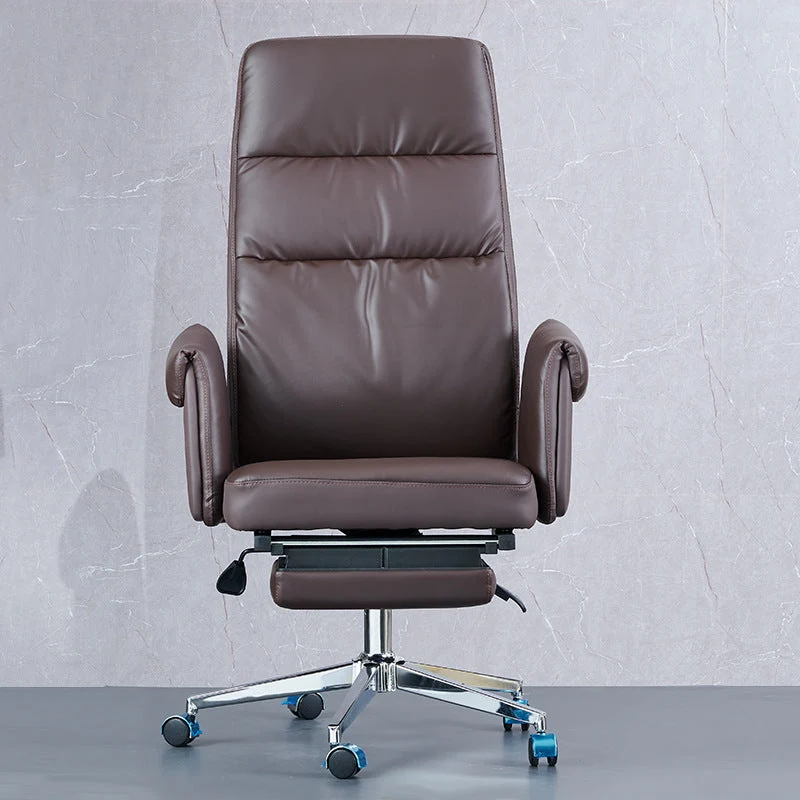 Chaise de direction contemporaine à dossier haut en simili cuir marron Clearhalo