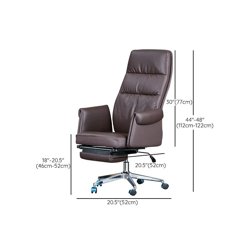 Chaise de direction contemporaine à dossier haut en simili cuir marron Clearhalo