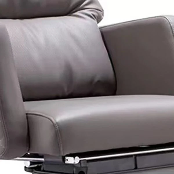 Chaise de direction en cuir gris, chaise de bureau pivotante contemporaine à bras rembourrés Clearhalo
