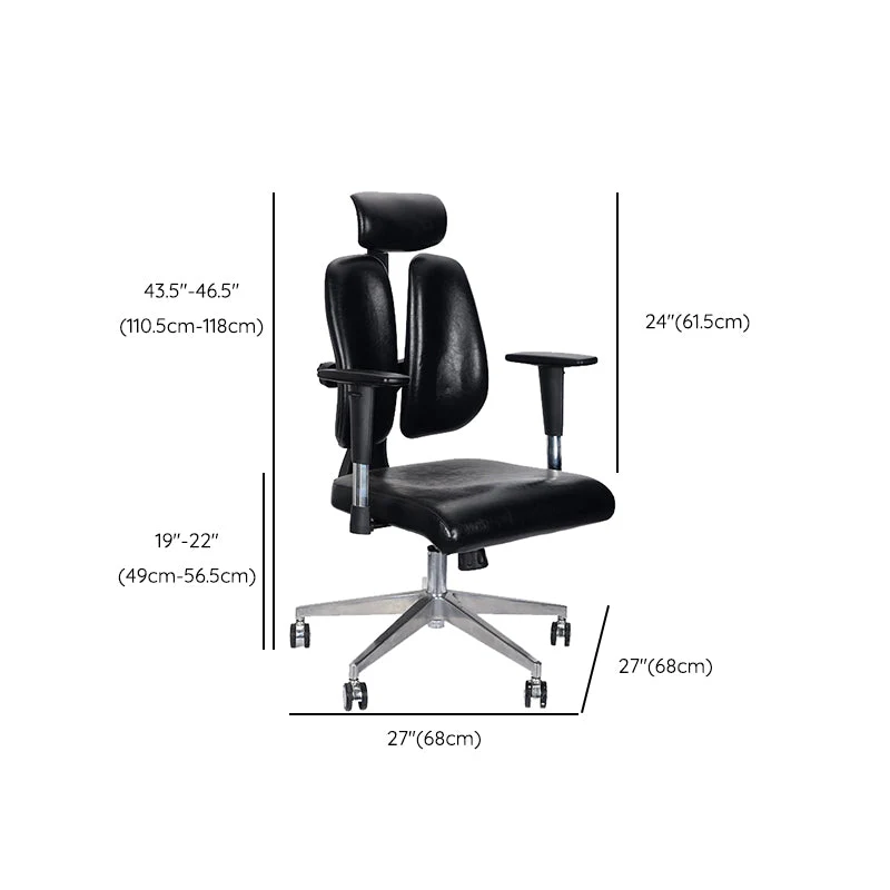 Chaise de direction en cuir moderne, chaise à dossier haut avec roulettes Clearhalo