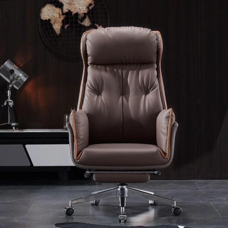 Chaise de direction moderne en cuir marron, chaise de direction pour bureau Clearhalo