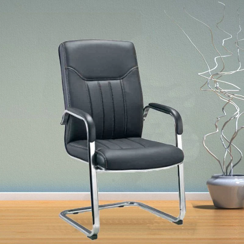 Chaise de direction en simili cuir avec accoudoirs rembourrés, chaise de bureau à cadre chromé Clearhalo