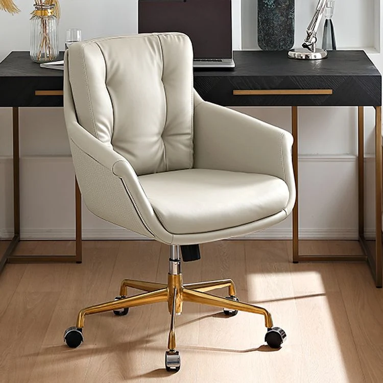 Chaise de direction touffetée contemporaine, chaise de bureau en similicuir à dossier moyen Clearhalo