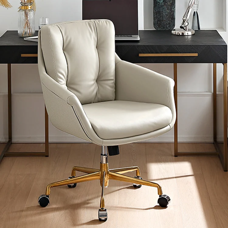 Chaise de direction touffetée contemporaine, chaise de bureau en similicuir à dossier moyen Clearhalo