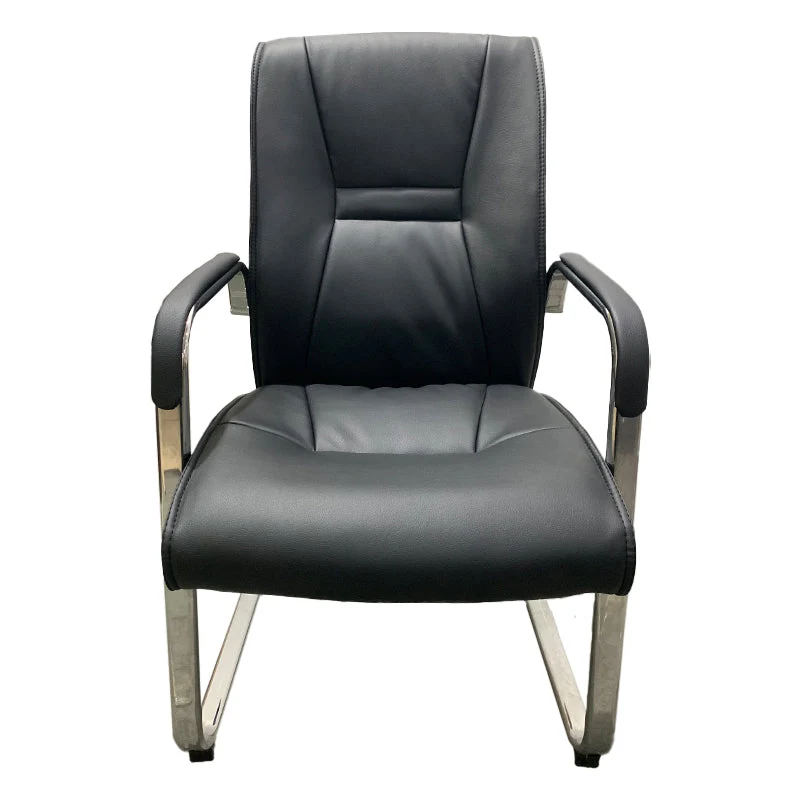 Chaise d'ordinateur de bureau à dossier haut en simili cuir et cadre chromé Clearhalo