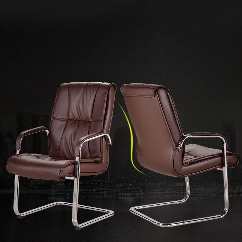 Chaise d'ordinateur de bureau à dossier haut en simili cuir et cadre chromé Clearhalo