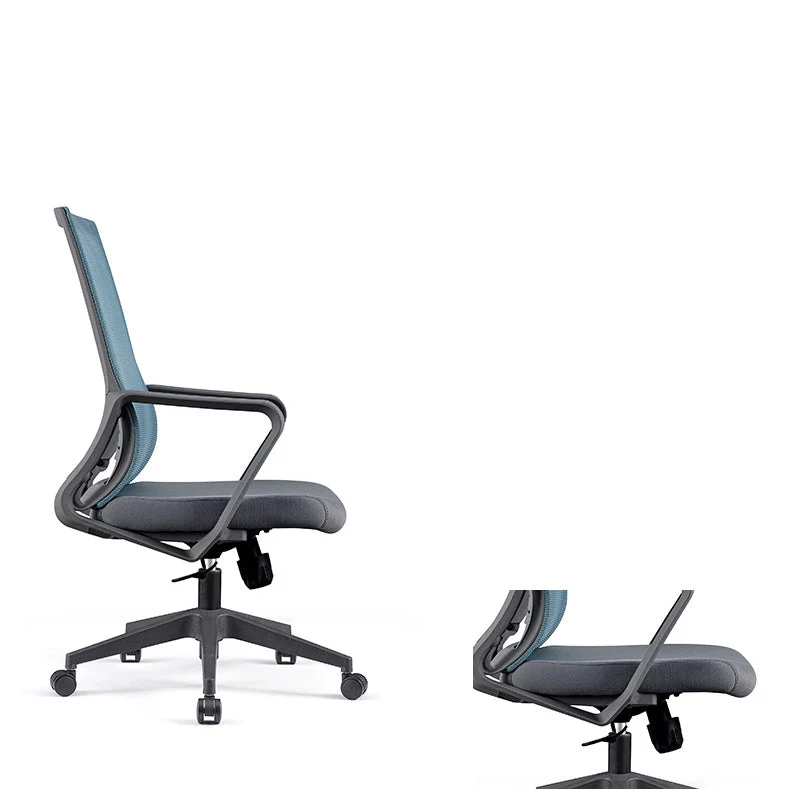 Chaise d'ordinateur moderne à bras fixes avec roulettes, chaise de bureau à dossier moyen Clearhalo