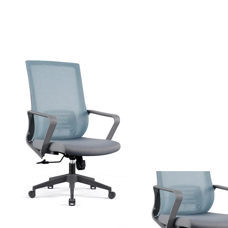 Chaise d'ordinateur moderne à bras fixes avec roulettes, chaise de bureau à dossier moyen Clearhalo