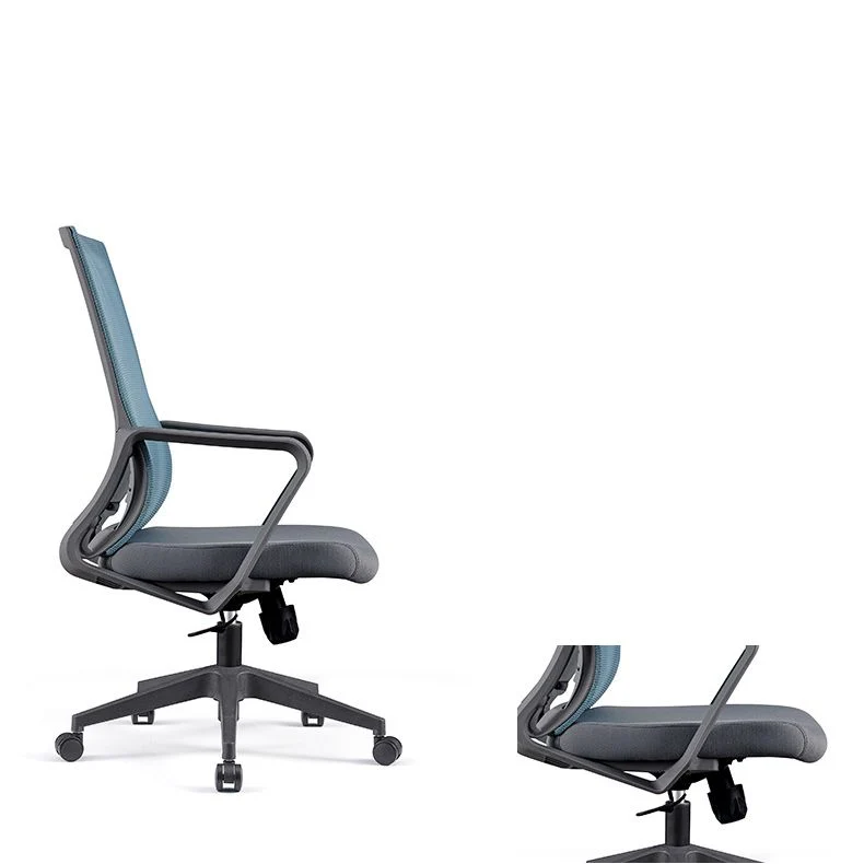 Chaise d'ordinateur moderne à bras fixes avec roulettes, chaise de bureau à dossier moyen Clearhalo