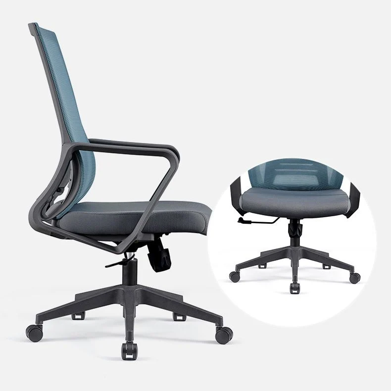 Chaise d'ordinateur moderne à bras fixes avec roulettes, chaise de bureau à dossier moyen Clearhalo