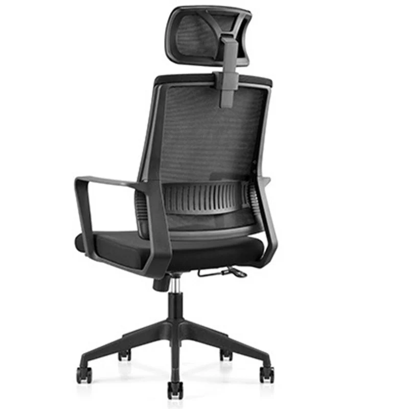 Chaise d'ordinateur moderne à bras réglables avec roulettes, chaise de bureau en nylon à dossier haut Clearhalo