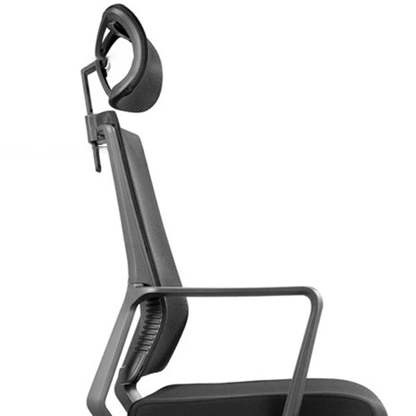 Chaise d'ordinateur moderne à bras réglables avec roulettes, chaise de bureau en nylon à dossier haut Clearhalo