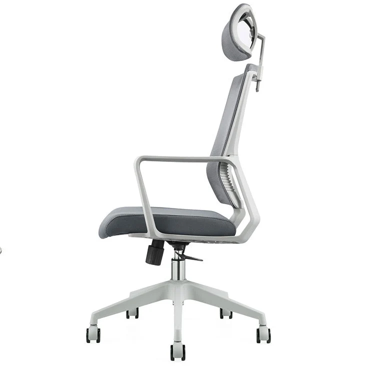 Chaise d'ordinateur moderne à bras réglables avec roulettes, chaise de bureau en nylon à dossier haut Clearhalo