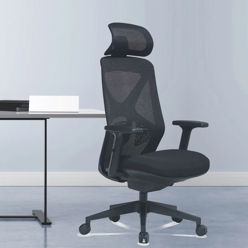 Chaise d'ordinateur moderne à bras réglables, avec roulettes, chaise de bureau en nylon Clearhalo