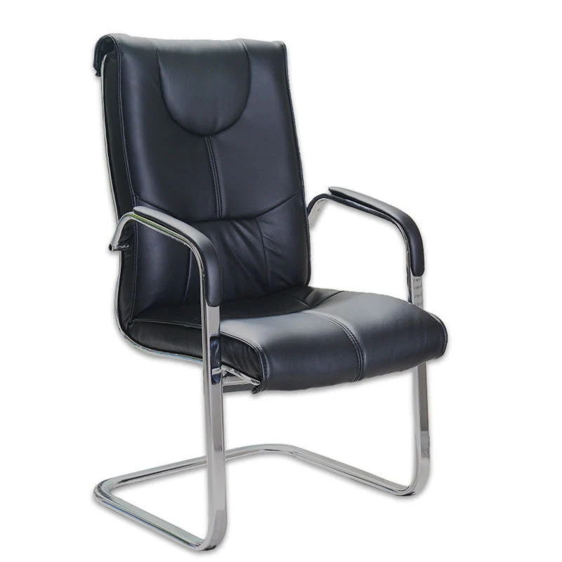 Chaise d'ordinateur moderne, chaise à bras fixes, chaise en cuir à dossier haut Clearhalo