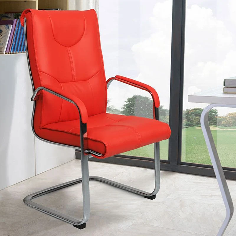 Chaise d'ordinateur moderne, chaise à bras fixes, chaise en cuir à dossier haut Clearhalo