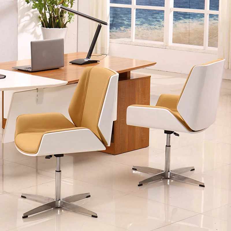 Chaise ergonomique moderne à dossier moyen, en cuir, à hauteur de siège réglable Clearhalo