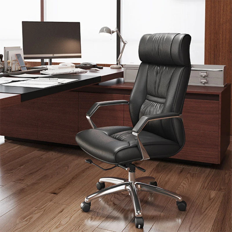 Chaise de gestionnaires en cuir contemporaine, chaise de bureau à bras rembourrés pour bureau Clearhalo