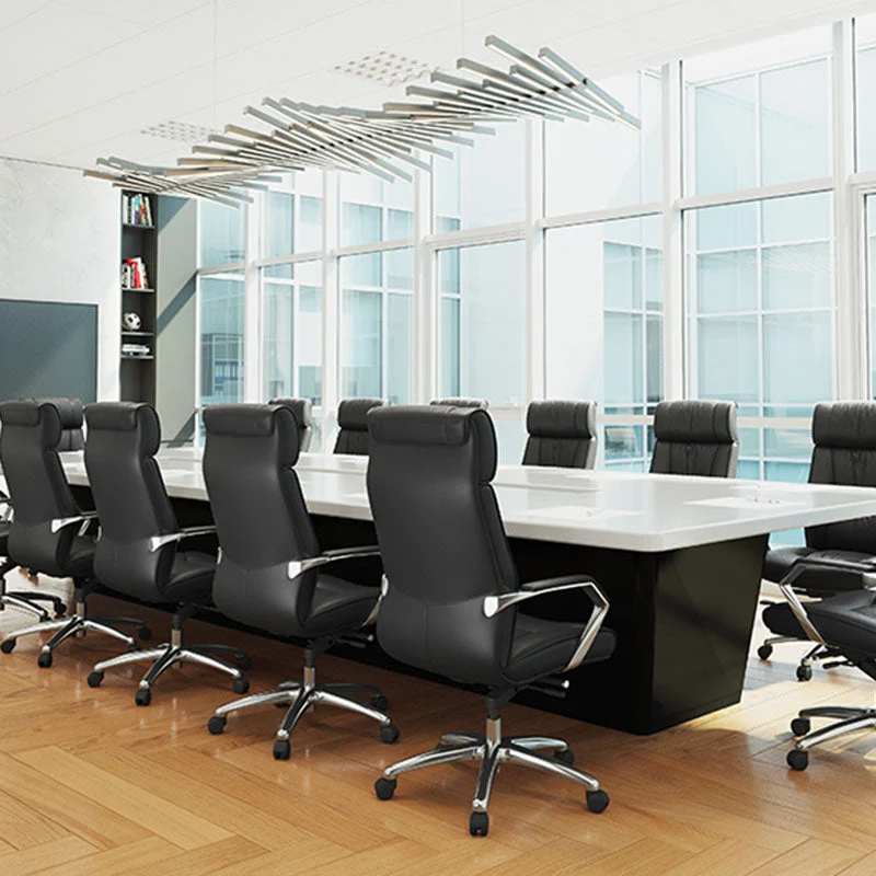 Chaise de gestionnaires en cuir contemporaine, chaise de bureau à bras rembourrés pour bureau Clearhalo
