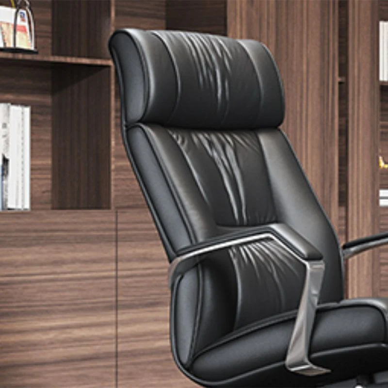 Chaise de gestionnaires en cuir contemporaine, chaise de bureau à bras rembourrés pour bureau Clearhalo