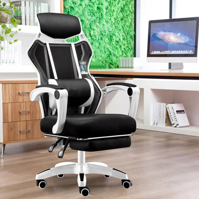 Chaise de jeu avec mécanisme d'inclinaison, chaise de bureau moderne à dossier haut Clearhalo
