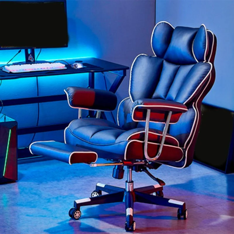 Chaise de jeu moderne, chaise de bureau en cuir avec roulettes, pour la maison Clearhalo