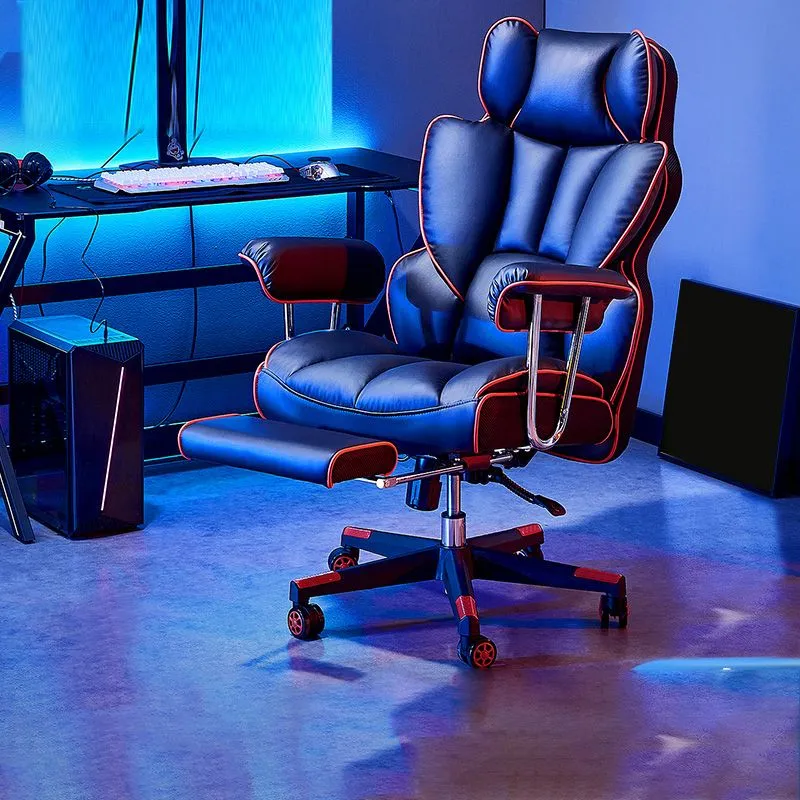 Chaise de jeu moderne, chaise de bureau en cuir avec roulettes, pour la maison Clearhalo