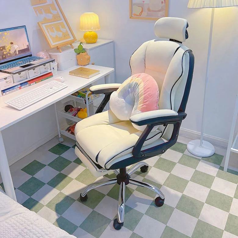 Chaise de jeu de Style moderne, chaise de bureau à bras fixe en Faux cuir pour la maison Clearhalo