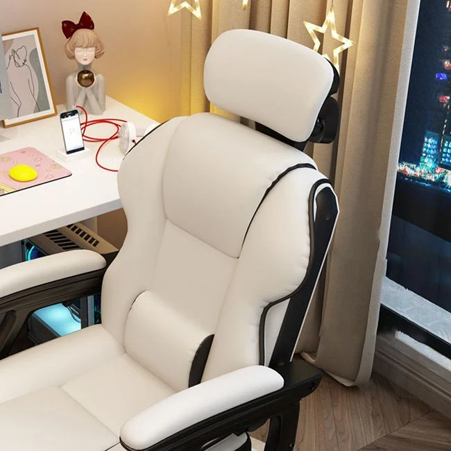 Chaise de jeu de Style moderne, chaise de bureau à bras fixe en Faux cuir pour la maison Clearhalo