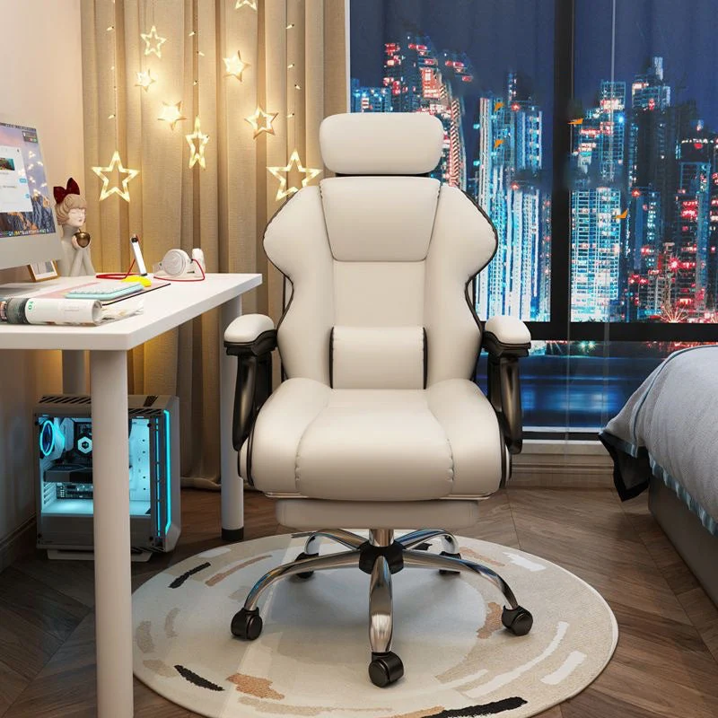 Chaise de jeu de Style moderne, chaise de bureau à bras fixe en Faux cuir pour la maison Clearhalo
