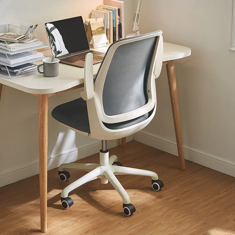 Chaise de luxe avec dossier respirant AirGrid, accoudoirs fixes, chaise de bureau à cadre blanc Clearhalo