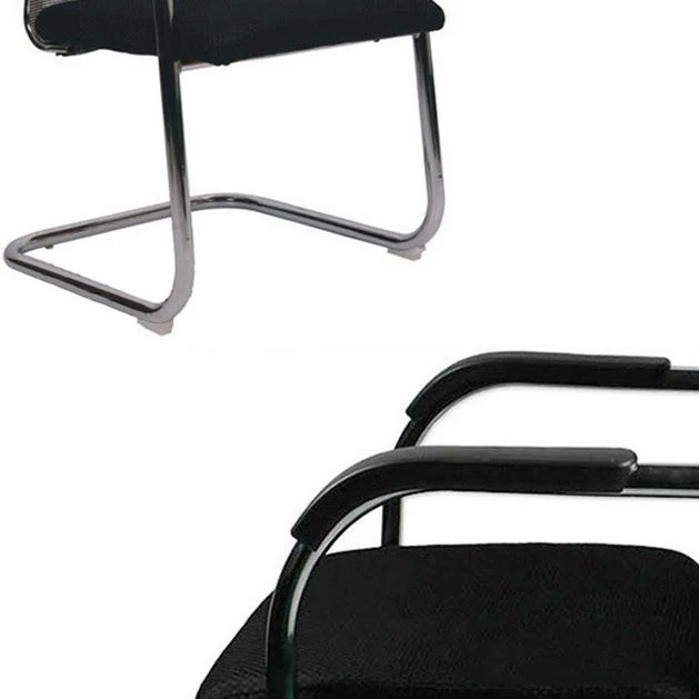 Chaise moderne avec accoudoirs inclus, chaise à dossier moyen, base en métal, noir/marron Clearhalo