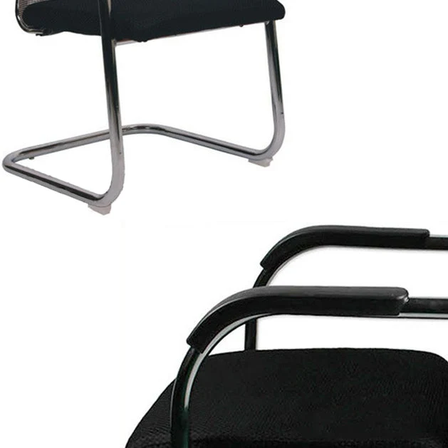 Chaise moderne avec accoudoirs inclus, chaise à dossier moyen, base en métal, noir/marron Clearhalo
