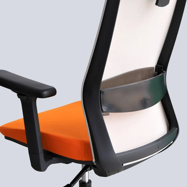 Chaise moderne avec accoudoirs inclus et roulettes, chaise de bureau en maille à dossier moyen, orange Clearhalo